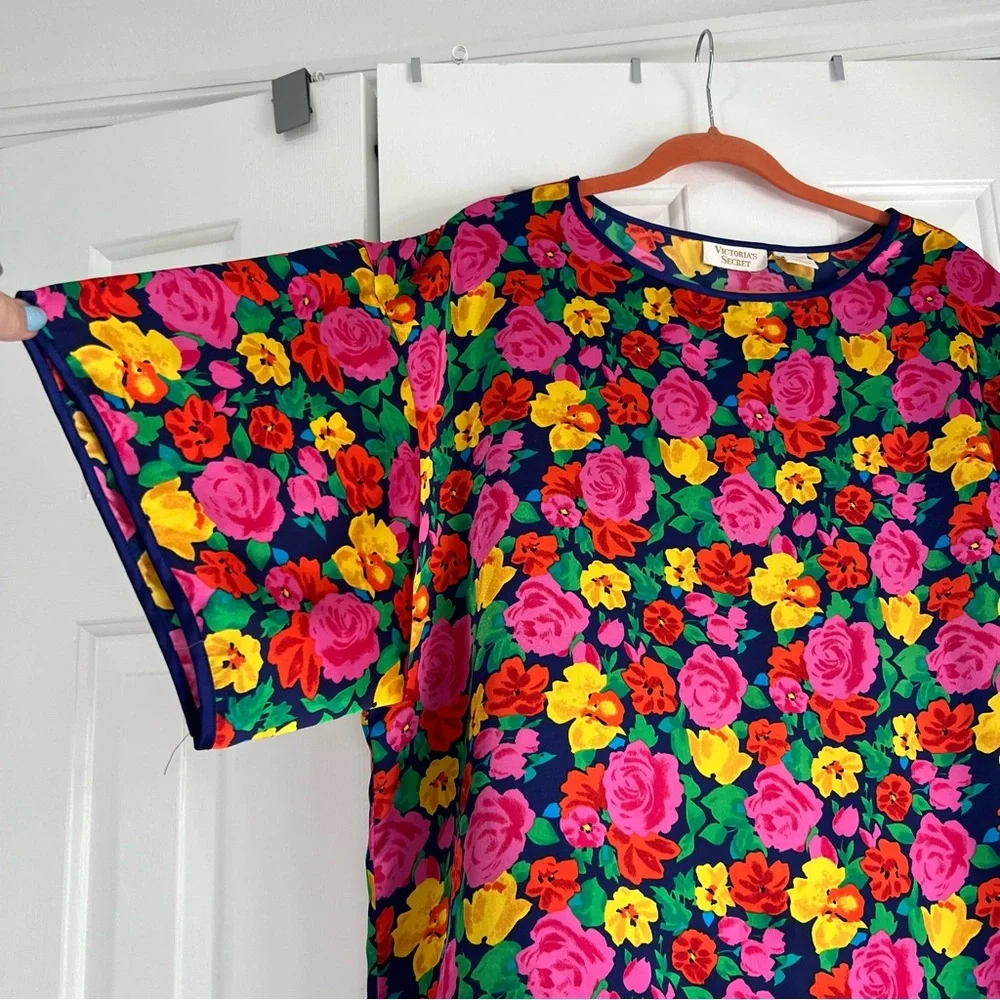 RARE Vintage GOLD Label Victoria’s Secret Sleep Shirt Gown Short Sleeve Blouse L